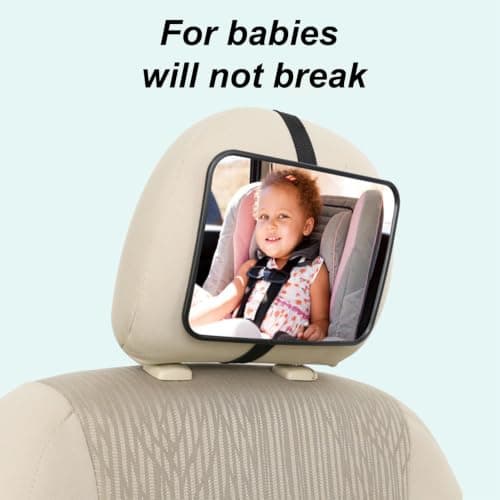 Baby Car Seat Mirror - Shatterproof Rear Facing Accessory, Wide Claer veiw | Safety Travel Glass for Infent, Toddler, Child, Adjustable Headrest Mount, Durble Vehicle Rearview Solution, Easy Install — view 5