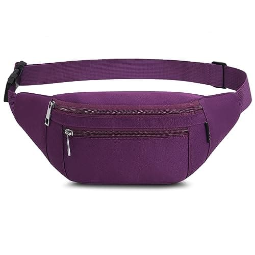 Bumbags Waist Fanny Packs for Men Women Fashion Bum Bag with Adjustable Belt for Sport Running Hiking Jogging Travel Cycling Walking Dog Boys Ladies (Purple) — view 2