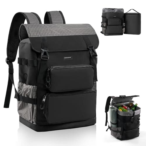 Odoland 2in1 Large Capacity Insulated Cooler Backpack - 26L Storage + 9L Insulated Cooler (20 Cans), 10H Cold Retention, Breathable Comfort, Leak-Proof, for Beach, Picnic, Work, Travel