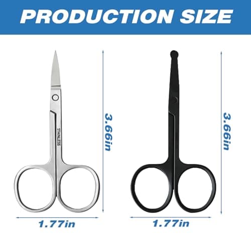 2 Pack Stainless Steel Nose & Ear Scissors With Beard & Brow Trimmer for Men & Women - Black, Silver Non-Rust Material for Precision Grooming — view 2