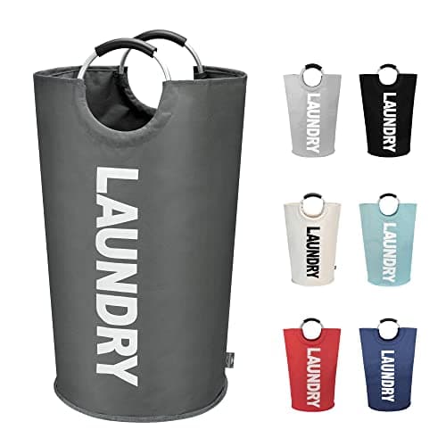 DOKEHOM 90L Large Laundry Basket Bag, Collapsible Tall Hamper, Dark Grey