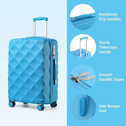 British Traveller Medium Suitcase, Lightweight Hard Shell Luggage — view 3