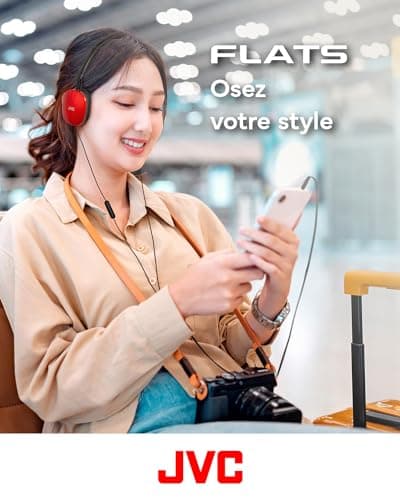 JVC HA-S160M-R Flats Foldable and Compact Headphones in Glossy Trendy Colour, with Switch for Microphone On/Off, Ideal for Teleworking and Online Seminars (Red) — view 4