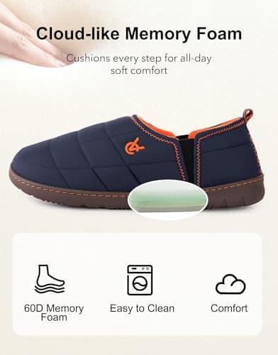 VeraCosy Men's Quilted Slippers Anti Skid Outsole Outdoor Navy,8-9 UK — view 4