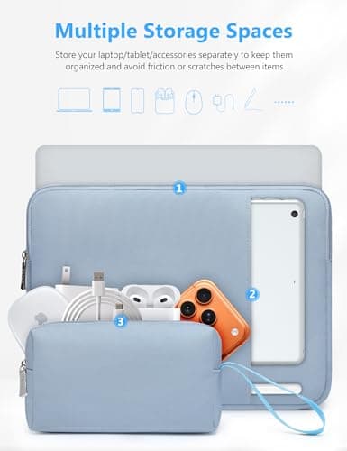 HYZUO 13.3-14 Inch Laptop Case Sleeve Bag Set for MacBook Pro, Pale Blue — view 2