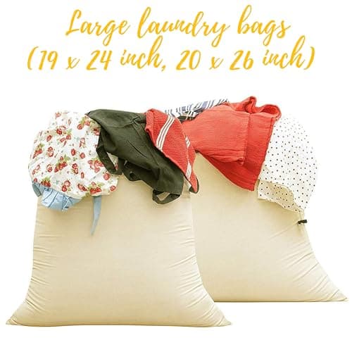 4-Pack Breathable Large 100% Organic Cotton Drawstring Bags For Travel Shoe, Purses Dust Cover Storage Bags - Assorted (M,L,Xl,XXL) — view 5