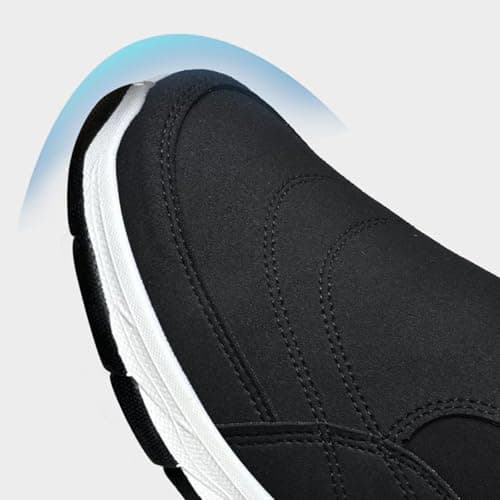 Walking Shoes for Men Outdoor Hiking Orthopedic Shoes with Arch Support Fashion Low-top Sneakers Slip-On Waterproof Anti-Slip Lightweight Loafers (Black, 8) — view 3