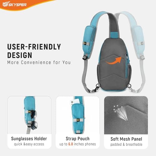 SKYSPER Sling Bag RFID Cross Body Bag Recycled Crossbody Backpack Travel Daypack(Teal) — view 4