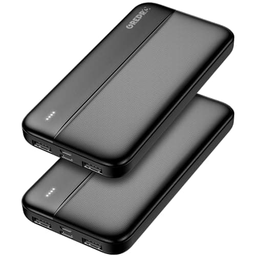 GREPRO Power Bank 10000mAh - 2 Pack, 2 USB A + 2.4A USB-C Output Ports