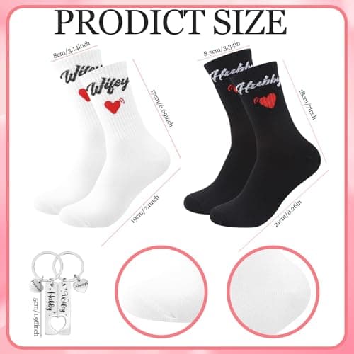 Zuimei Engagement Wedding Gifts for Couples Her Him Wifey&Husband Socks — view 5