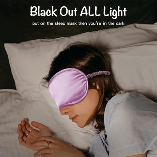 Sleep Mask Satin Eye Mask, Blackout, Light Purple — view 4