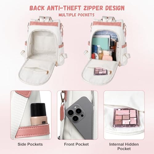 Aucuu Anti Theft Backpacks for Women, Women's Backpack, Lightweight Waterproof Ladies Rucksack, Large Casual Daypacks, Ladies Fashion Handbag, Travel Shoulder Bag for School Work Travel — view 4