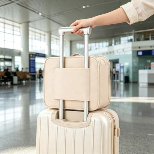 FERNVALE Hanging Travel Storage Bag 5-Layer Large Capacity Foldable Suitcase Organizer Portable Hanging Toiletry Bag with Steel Frame Heavy Duty Closet Wardrobe Storage for Home Hotel & Dorm (Khaki) — view 6