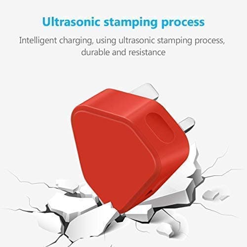 Themax® 1000mAh USB UK 3 Pin Plug Travel Charger Adapter CE Approved Compatible iPhone iPad All Models Samsung Galaxy HTC LG Sony Huawei Motorolla Etc (Red) — view 4