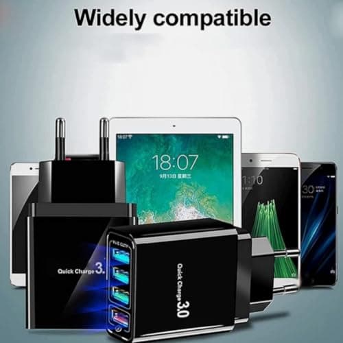 4 Port USB Wall Charger UK Plug, QC3.0 Multi USB Charging Block, Portable Travel Multi-Port USB Adapter, Mirror Surface Power Charger for Phones — view 5