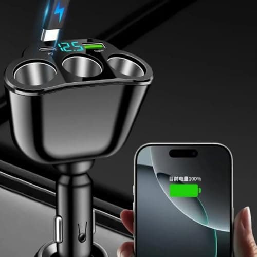 EaseSunny 5-in-1 Car for CHARGER Adapter with 66W PD Fast Charging & Digital Display, 360° Adjustable Multi-Port USB Socket for Smartphones and Tablets — view 4