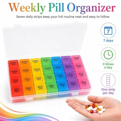 Pill Organiser 7 Days 28 Slots Lock Travel Daily Medicine Box (2 Pcs) — view 5