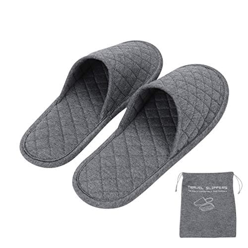 Portable Travel Sandals - Open Toe, Cotton, Spa Hotel, Non-disposable Guest Indoor House Trip Slippers (Deep Grey - closed toe, UK Size 8, Women's, Medium) — view 4