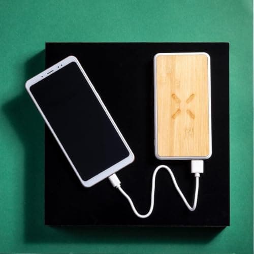 Sawfish Personalised Power Bank Dickens 8000mAh Bamboo Wireless Power Bank USB-C and Micro-USB Inputs — view 4