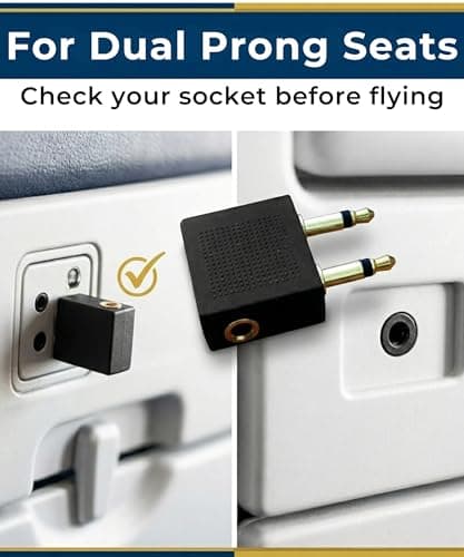 Electoys Airplane Flight Headphone Adapter Gold Plated - 3.5mm Jack Airline Audio Converter Dual 2 Pin - Male to Female Socket for Inflight Entertainment Systems Travel Accessory - Pack of 2 — view 3