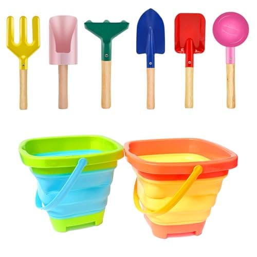 Collapsible Beach Toys Set,Foldable Sand Bucket and Spade Beach Set Kids