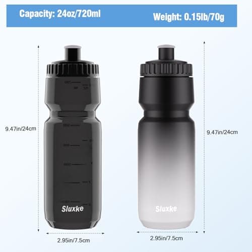 SLUXKE 24oz Cycling Water Bottle 2Pack, 720ml Sports Squeeze Bottle BPA Free, Lightweight Bicycle Water Bottle Fits Most Bike Cages — view 4