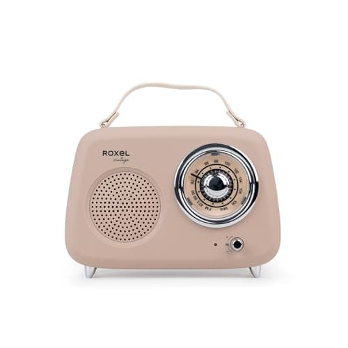 Roxel RFM01 Retro FM Radio Party speaker – Timeless Design, Superior Sound, FM Radio, MP3 Playback & Wireless BT Streaming, Perfect as a Gift (Cream)