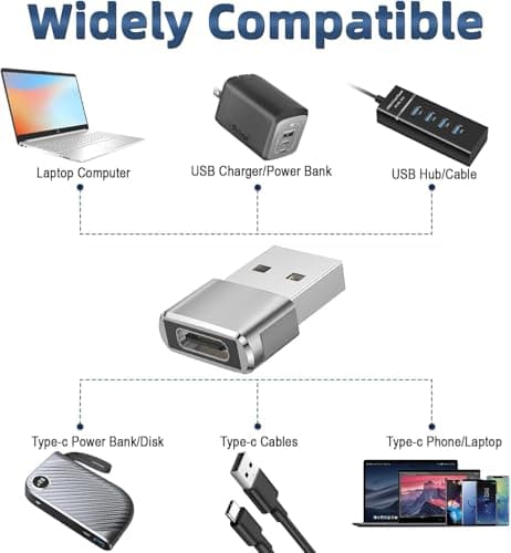 USB C to USB Adaptor, USB to USB C Adapter 3Pack Charger Cable Converter — view 2