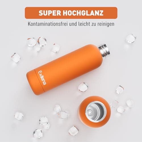Exllena Insulated Water Bottle 500ml with Buckle, Double Wall Vacuum Insulated - 12 Hrs Hot/24 Hrs Cold, Stainless Steel - BPA Free (Orange) — view 5