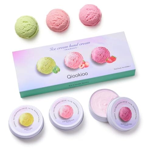 Qiookioo Ice Cream Hand Cream,Moisturizing Lotion for Dry Hands,Whipped Texture Scented Body Butter,Quick Absorbing Shea Butter Cream for Women & Men,Christmas Gift