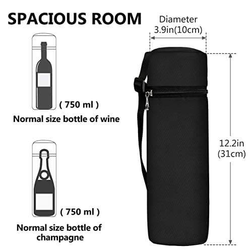 Aosbos Wine Cooler Bag, 750ml Single Water Bottle Carrier with Shoulder Strap, Padded Insulated Small Cool Bags Sling for Beach, Picnic, Travel – Gift Pouch for Wine Lovers, 12.2" x 3.9" — view 2