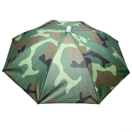 Folding Umbrella Hat for Outdoors, Waterproof Sun and Rain Hat for Fishing Hiking Gardening, Compact Travel Hands- Protection, Camouflage (C) — view 6