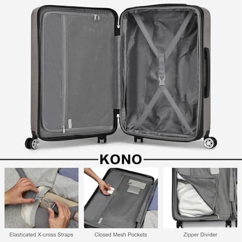 Kono Cabin Suitcase 55x35x22cm ABS+PC Hard Shell Carry On Travel Lugagge — view 6
