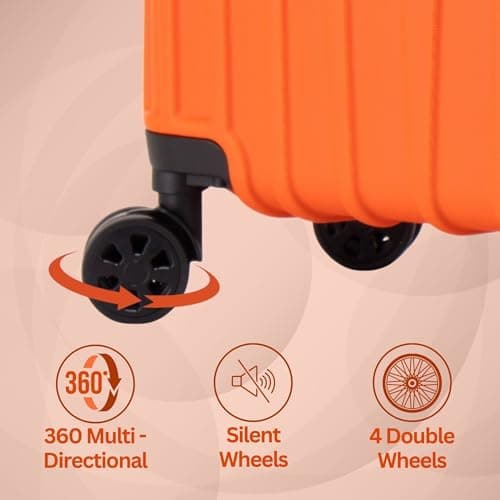 DK Luggage 24" Medium Hard Shell Suitcase Luggage 4 Wheel Spinner ABS101 (Orange ABS101, 24" Medium) — view 5