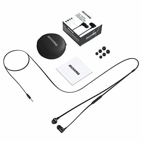 MOXKING Wired Tangle Free Earphones With for kids women small ears, Comfortable and Lightweight Flat Cable Ear bud with Microphone and Volume Control for Cell Phone Laptop — view 6