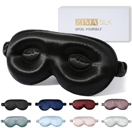 ZIMASILK Adjustable 22MM 100% Mulberry Silk Sleep Mask, 3D Contoured Cup Eye Mask for Sleeping, Contoured Zero Pressure, Perfect Blocks Light, Super Soft Breathable, Pure Silk Filler (Black)