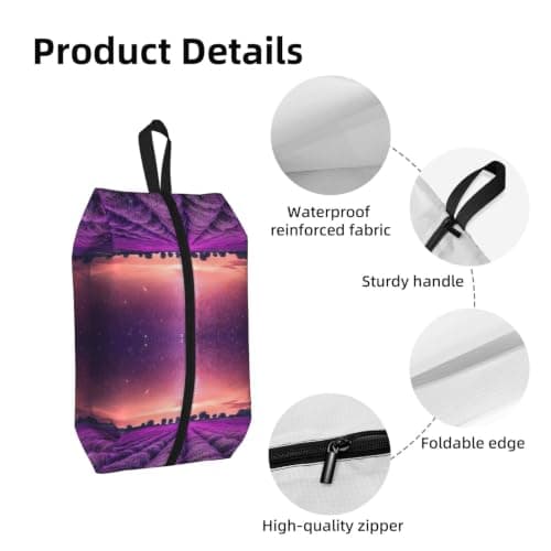 Lavender Fields Print Waterproof Shoe Bag Travel Bag with Carry Strap Storage Bag Versatile Cosmetic Bag-2pcs — view 4