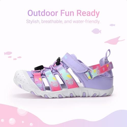DREAM PAIRS Kids Comfy Sport Sandals,Purple,4 Big Kid — view 5