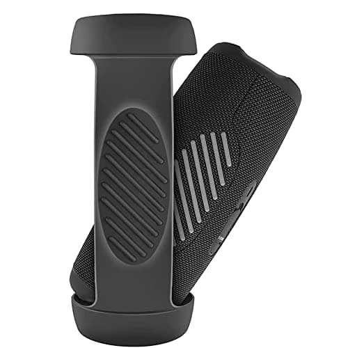 BeisDirect Silicone Case Cover for JBL Charge 5 Bluetooth Speaker, Portable Scratch Shock Sleeve Travel Carrying Protective Cover with Shoulder Strap and Carabiner (Black) — view 5