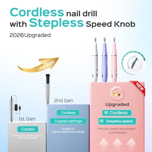 COSLUS C42 Cordless Nail Drill File with Precise Speed Control，White — view 2