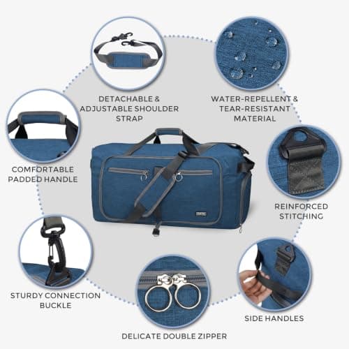 Fmeida 65L Foldable Travel Duffle Bag Waterproof Holdall Luggage Bags — view 6