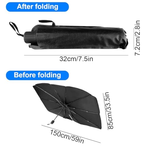 Car Windscreen Umbrella Sunshade with Mirror Opening and Storage Cover — view 2