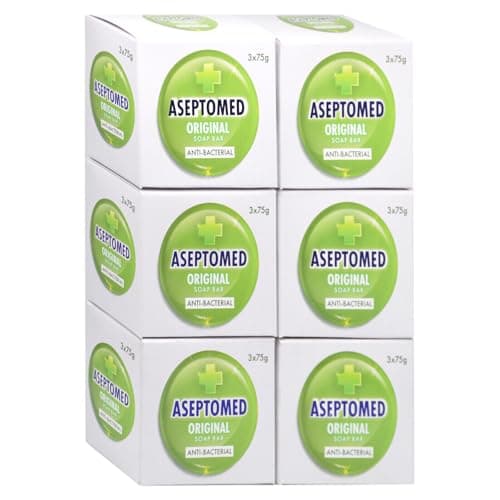 Aseptomed Original Soap Bar, 3x75g Per Pack x 6 Packs = 18 Bars of Soap (75g each)