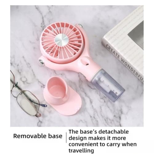 FUNCITTE Handheld Misting Fan with Detachable Base, USB Rechargeable Portable Water Spray Cooling Mini Fan, Personal Hydrating Mist Fan for Summer Outdoor Travel Beach Sunscreen Makeup (white) — view 4