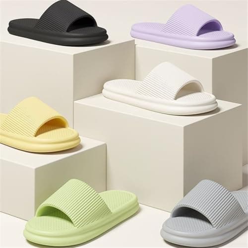 Rackumic EVA Non-slip Bathroom Slides for Couples with Fast Drying Sole Lightweight Comfort Shower Sandals for Home Spa Gym Pool Travel White Size 38-39(36-37 Black) — view 6