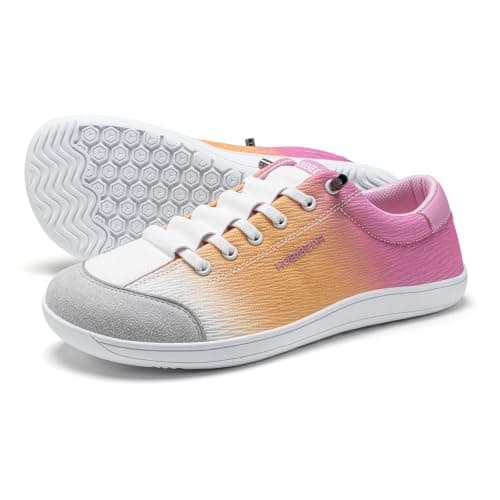 HOBIBEAR Unisex Wide Toe Trainers for Men Women Outdoor Trail Running Minimalist Walking Shoes Lightweight and Breathable Orange Pink — view 2