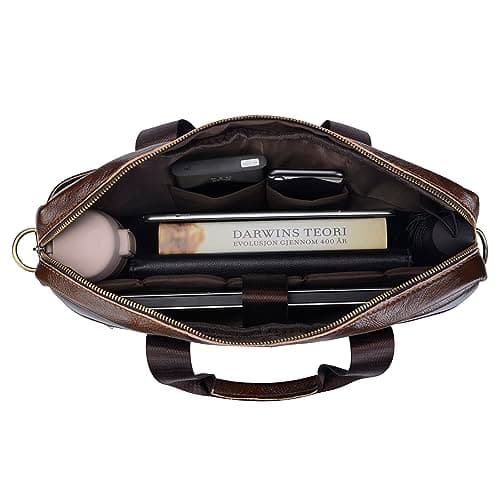 BTDAO Leather Briefcase 15 inch Laptop Bag Messenger Shoulder Work Bag Crossbody Handbag for Business Travelling for Men Father Husband (CFC-Brown) — view 3