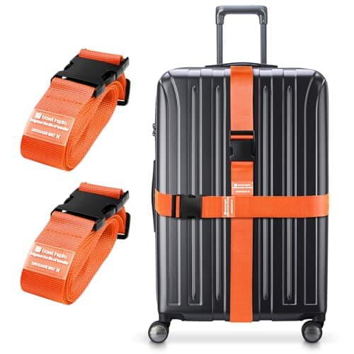 travel inspira Luggage Strap 2 Packs, Travel Suitcase Straps (Orange)