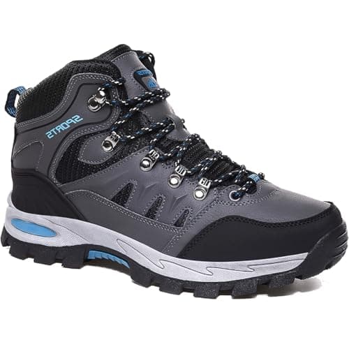 HODTOB Hiking Boots Mens Womens Lace-up Non-Slip Outdoor Men Women Mountain Trekking Shoes for All Season Walking Travelling Backpacking Camping Shoes Sneaker Grey 10.5UK