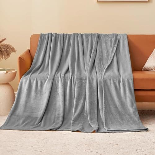 Aisbo Grey Throws Blanket for Sofas - Single Fluffy Blanket Bed Throw Fleece, Warm Soft Flannel Blanket for Couch, 130x150cm Gray — view 3